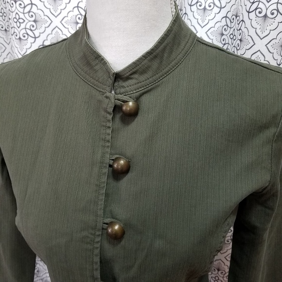 Army Green Military inspired Button Up Jacket - Picture 2 of 8